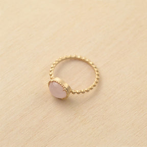 Bague GAÏA - plaqué or & quartz rose - Bijoux fantaisie femme | Votre boutique en ligne de bijoux fantaisie - yukablanc