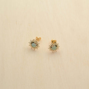 Boucles d'oreille COMÈTE puces - plaqué or & aventurine - Bijoux fantaisie femme | Votre boutique en ligne de bijoux fantaisie - yukablanc