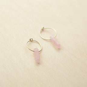 Boucles d'oreilles GEMME - plaqué à l'or fin 24 carats & quartz rose - Bijoux fantaisie femme | Votre boutique en ligne de bijoux fantaisie - yukablanc